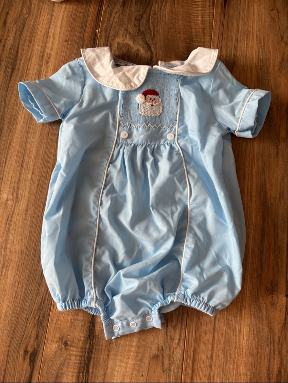 Pleats & Stitches Christmas Bubble with Santa and Peter Pan Collar